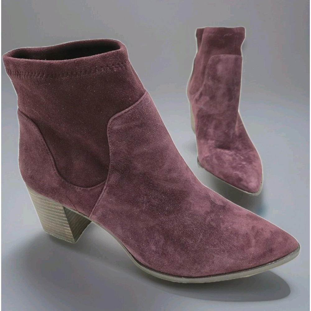 Sole Society Women's Ankle Boots Sz 9.5 Burgundy Suede Pointed Toe Dressy Bootie